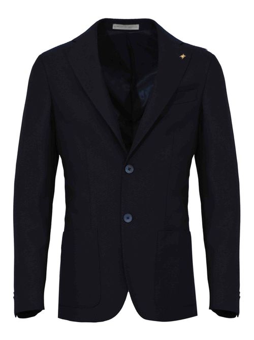 Single-breasted jacket in blue virgin wool