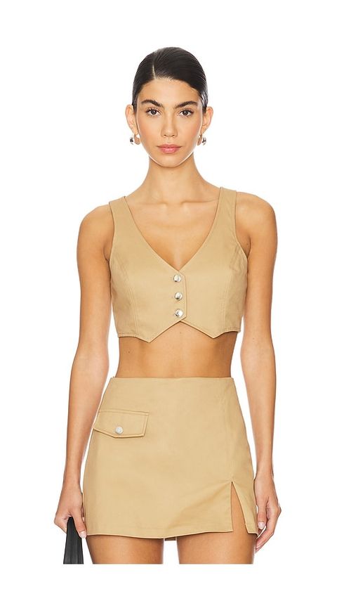 Amanda Uprichard WESTE IN CROPPED-LÄNGE ETHAN in Beige. Größe S. Also in