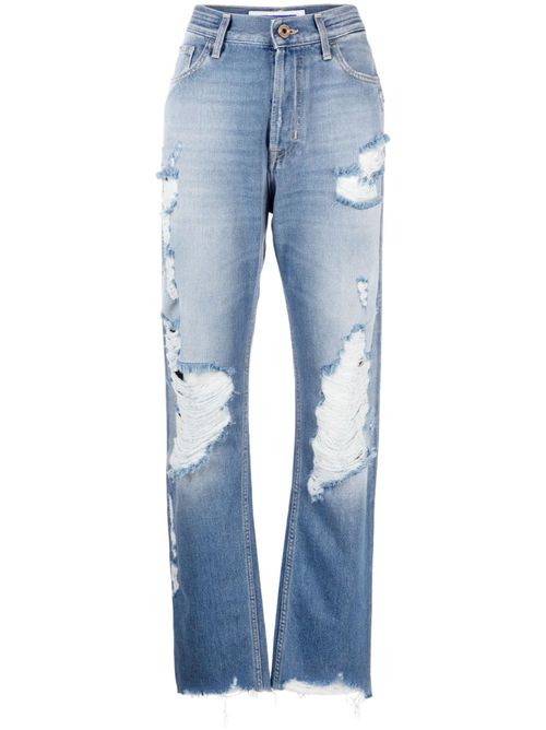 Distressed-effect finish jeans - Blue