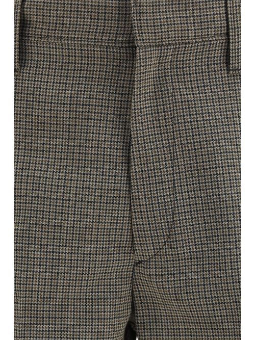 Checked Wool Trousers — Green
