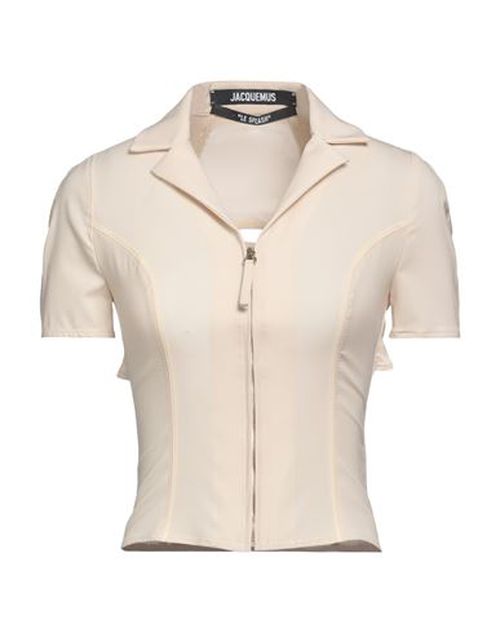 Woman Shirt Beige Size 6 Virgin Wool, Elastane