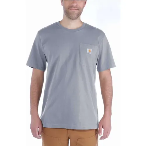Men's Carhartt Mens Work Pocket Short Sleeve Cotton T Shirt Tee - Grey - Size: Regular/36