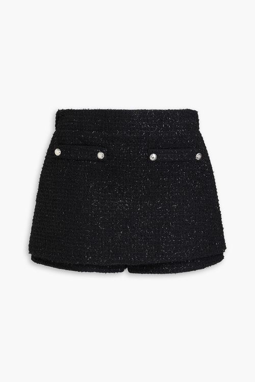 Metallic cotton-blend bouclé-tweed shorts