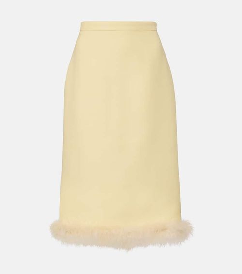 Crepe Couture feather-trimmed pencil skirt