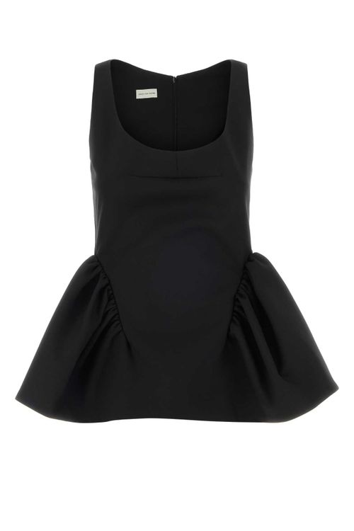 Stretch Gabardine Tank Top — Black