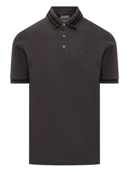Emporio Armani logo-embroidered polo shirt - Grey