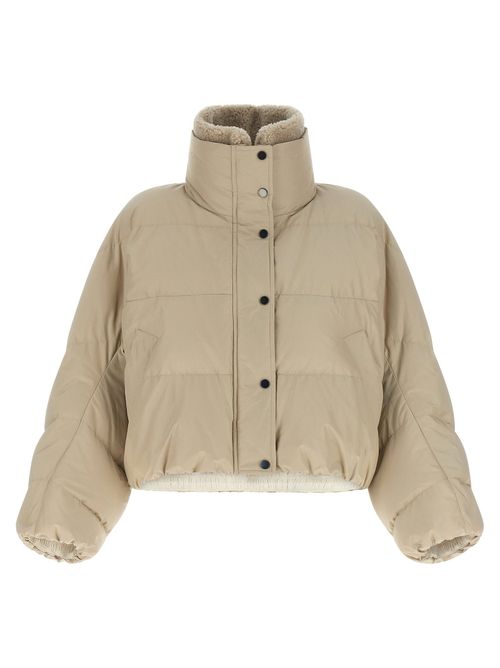 Quilted Goose Feather Down Jacket — Beige