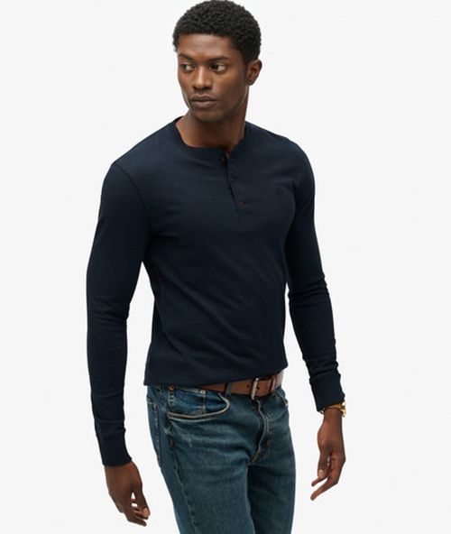 Superdry Men's Classic Essential Henley Top Navy