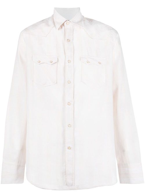 Striped flap-pockets shirt - Neutrals