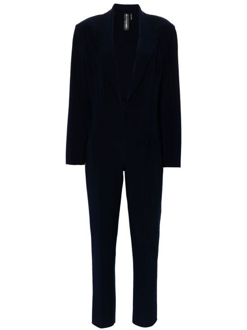 Long-sleeved belted jumpsuit - Blue