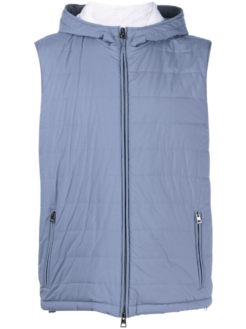 Hooded Padded Gilet — Blue