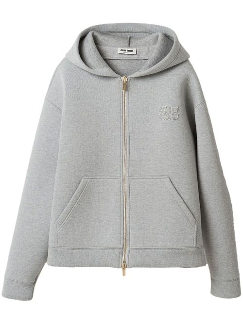 Logo-appliqué cotton hoodie - Grey