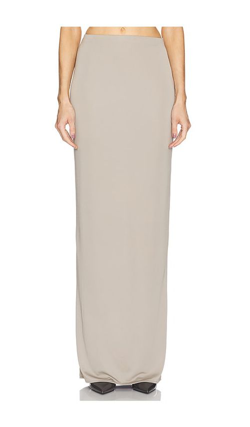Helsa Matte Jersey Slim Skirt in Oyster - Grey. XL also in