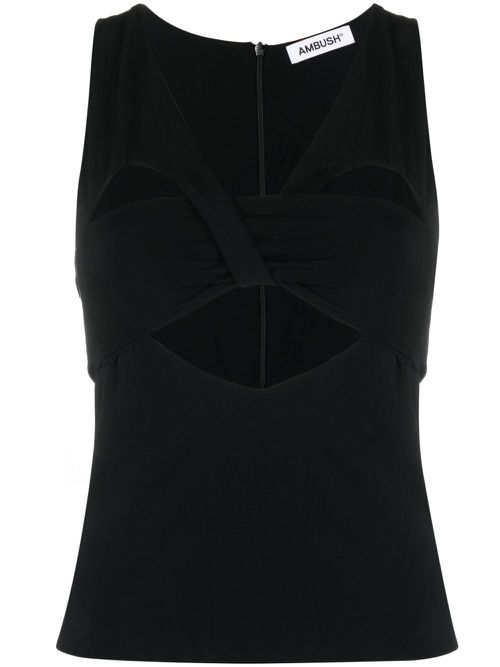 Cut out-heart sleeveless top - Black