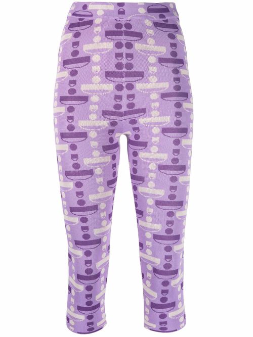 Knee-length knitted cycling shorts - Purple