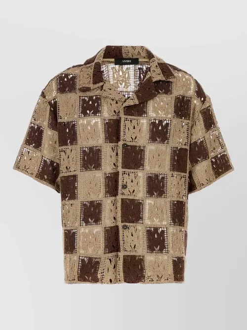 Amiri - crochet shirt checkered pattern short sleeve