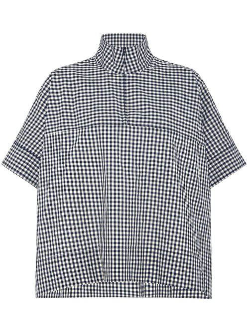 Gingham quarter-zip shirt - Black