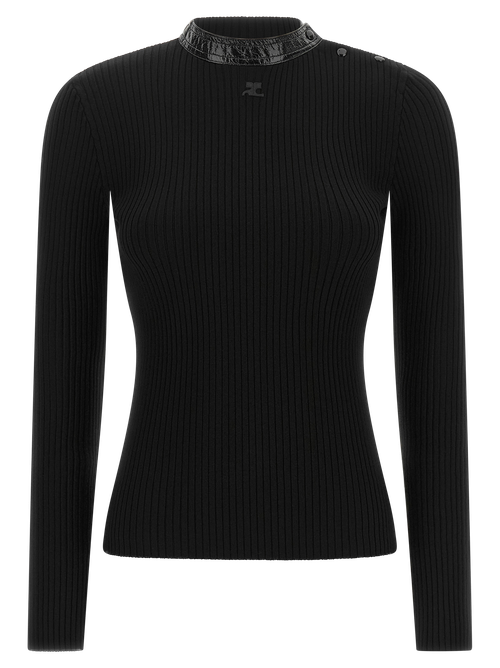 Ribbed Viscose Sweater — Black