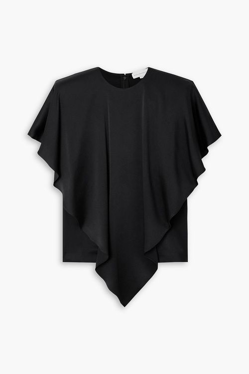 Asymmetric layered satin blouse - Black - IT 36