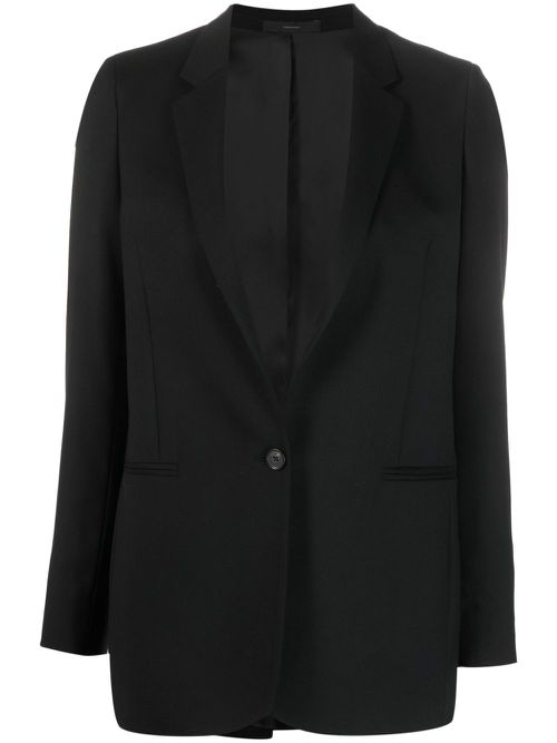 Single-breasted wool blazer - Black
