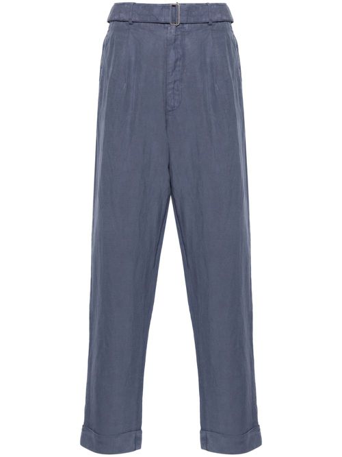 Pleat-detail tapered trousers - Blue