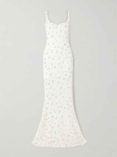 Embellished Stretch-tulle Gown - Ivory