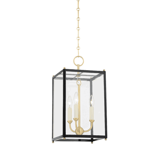 Aged Brass Three Light Lantern from the Chaselton Collection