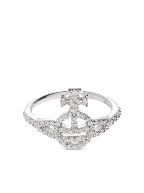 Calliope crystal-embellished logo ring - Silver