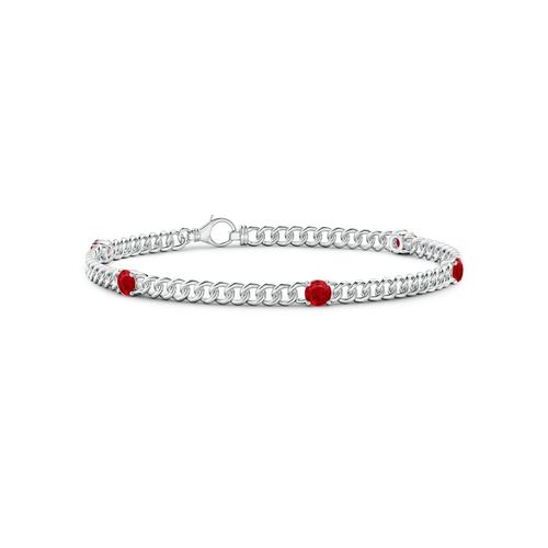 Angara 1.4 Carats Five Stone Ruby Station Bracelet in 14K White Gold