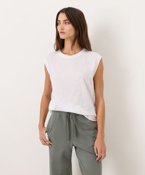 Women's White Featherweight Slub Relaxed Muscle Tee