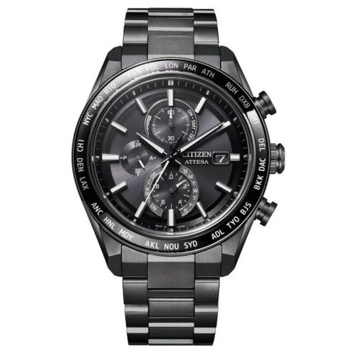 Attesa Perpetual Chronograph Black Dial Mens Watch AT8294-59E