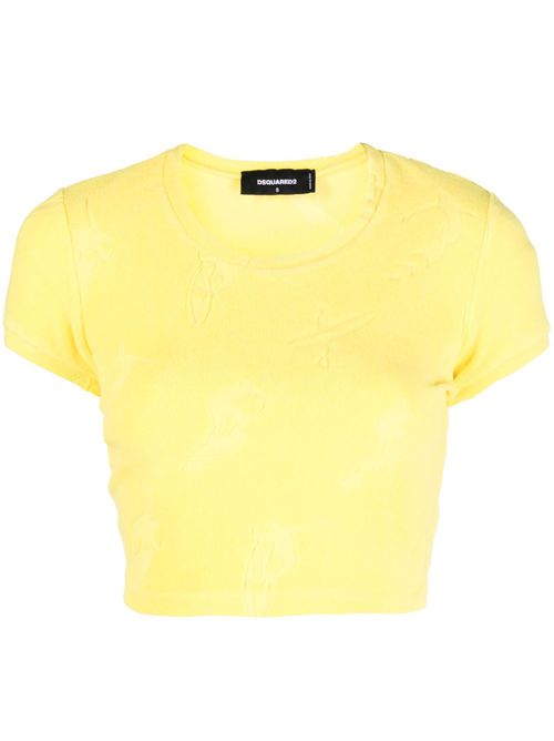 Surfer-jacquard cropped top - Yellow