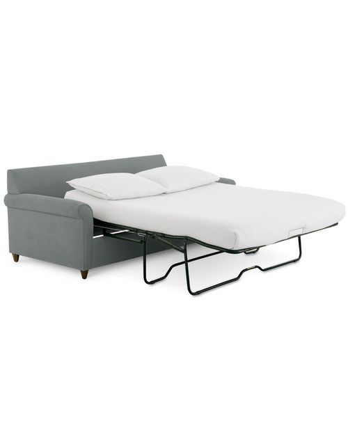 "Lidia 82"" Fabric 2-Pc. Chaise Sectional Queen Sleeper Sofa with Storage Ottoman - Custom Colors, Created for Gypsy Smoked Pearl Gray"