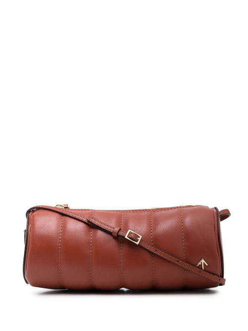 Padded Cylinder ribbed shoulder bag - Red