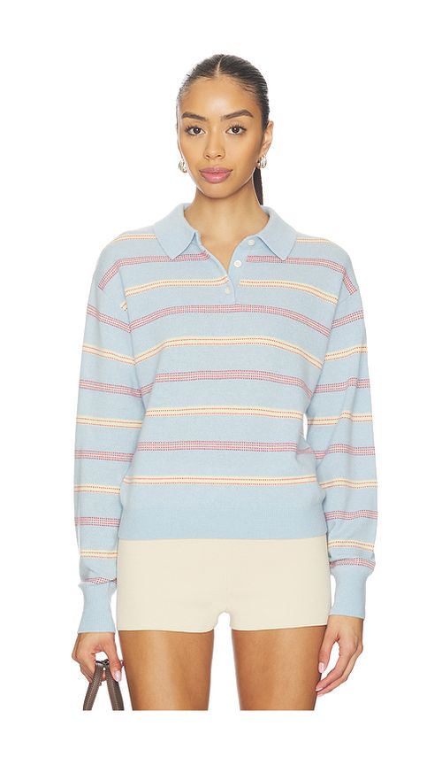 Guest In Residence Collegiate Stripe Polo in Baby Blue. - S also in XS