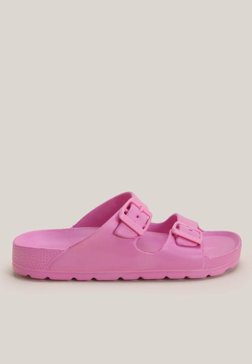 Older Girls Pink Buckle Footbed Sandals