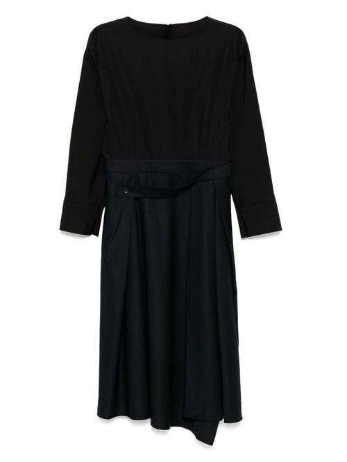 LESS X-shaped blended jacquard long sleeved dress - Black