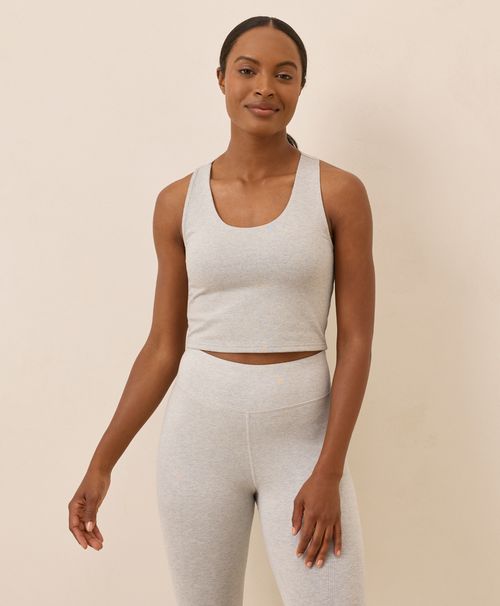 Women's Winter White Heather On the Go-To Crop Tank