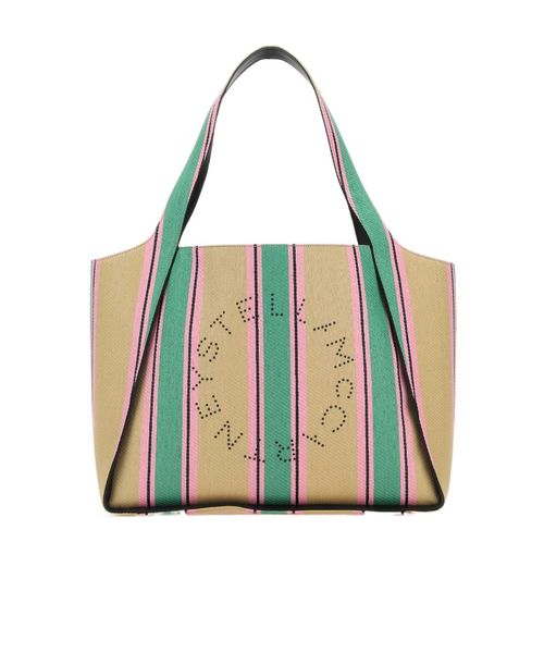 Stella McCartney Striped Logo Embellished Tote Bag
