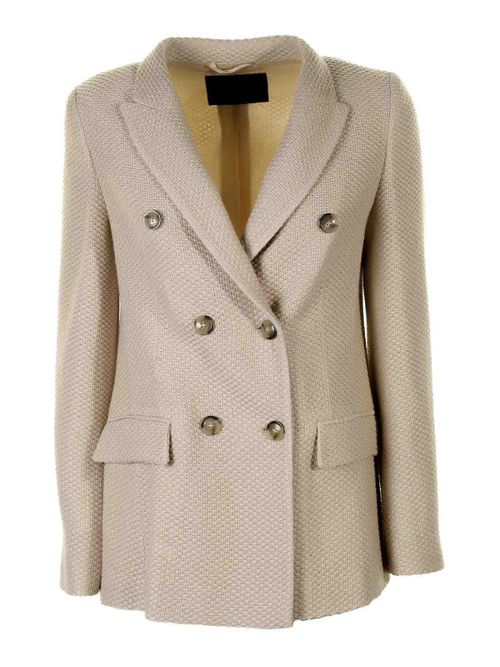 Beige Double-Breasted Knitted Jacket