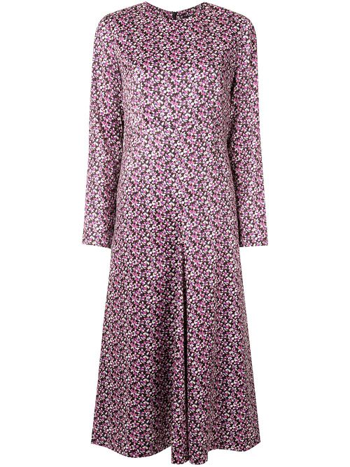 Floral-print flared panel midi dress - Pink