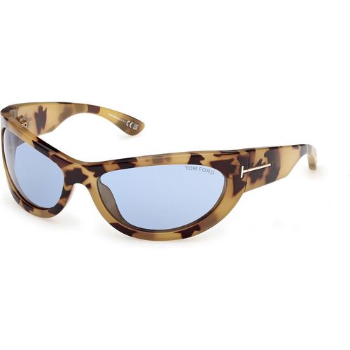 TOM FORD Woman TOM FORD FT1365 LEONA-02 56V Sunglasses Injected Havana Blue Cat Eye Norma