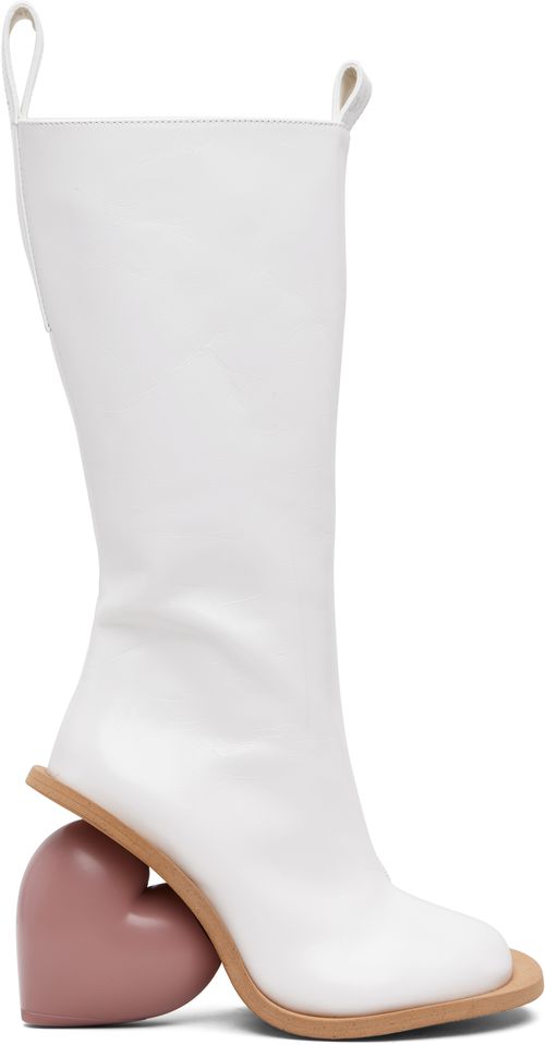 White & Pink Love Tall Boots