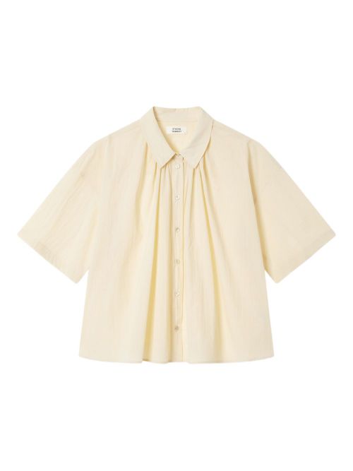 Pleated short-sleeve shirt - Neutrals