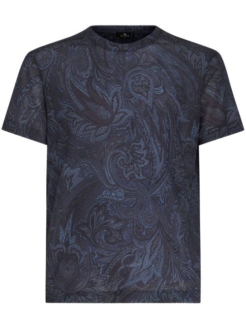 Paisley-print short-sleeve T-shirt - Blue