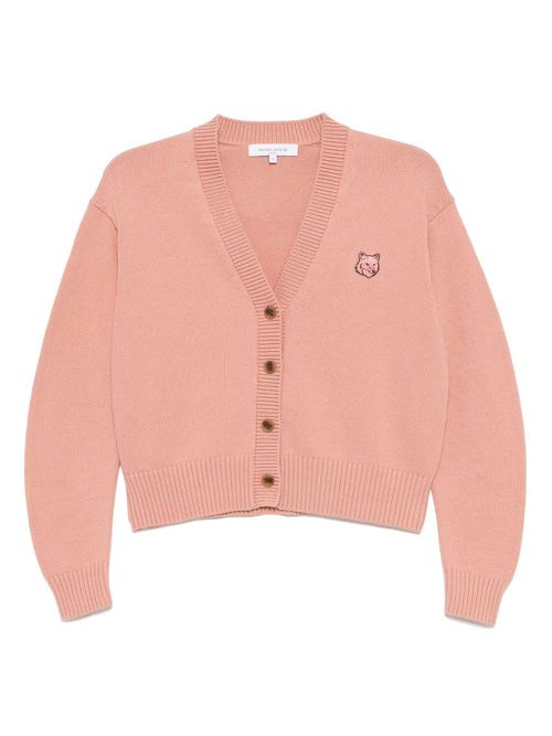 Maison Kitsuné bold fox head-patch cardigan - Pink