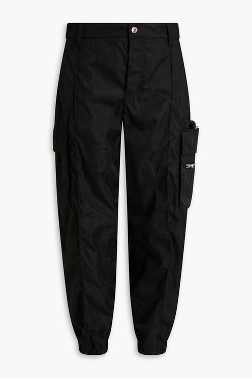 Tapered jacquard cargo pants - Black - IT 50