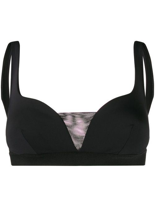 Plunge-style bikini top - Black