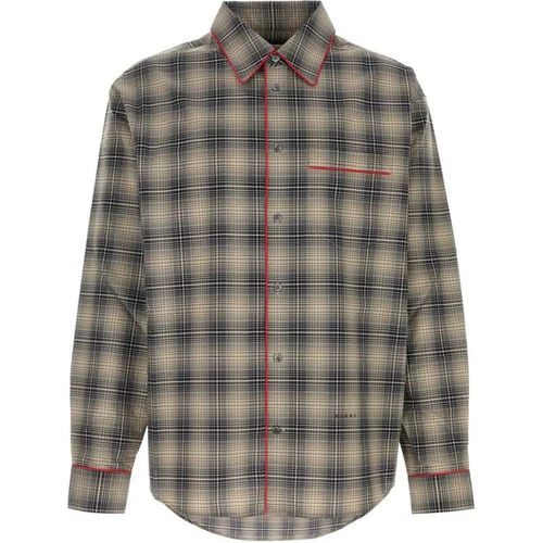 Marni Beige And Light Brown Ombré Check Shirt With Contrasting Piping