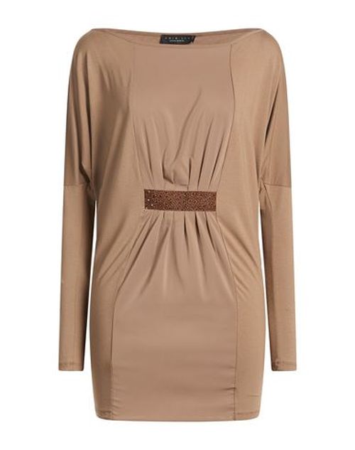 Woman Mini dress Khaki Size XS Viscose, Elastane, Polyester